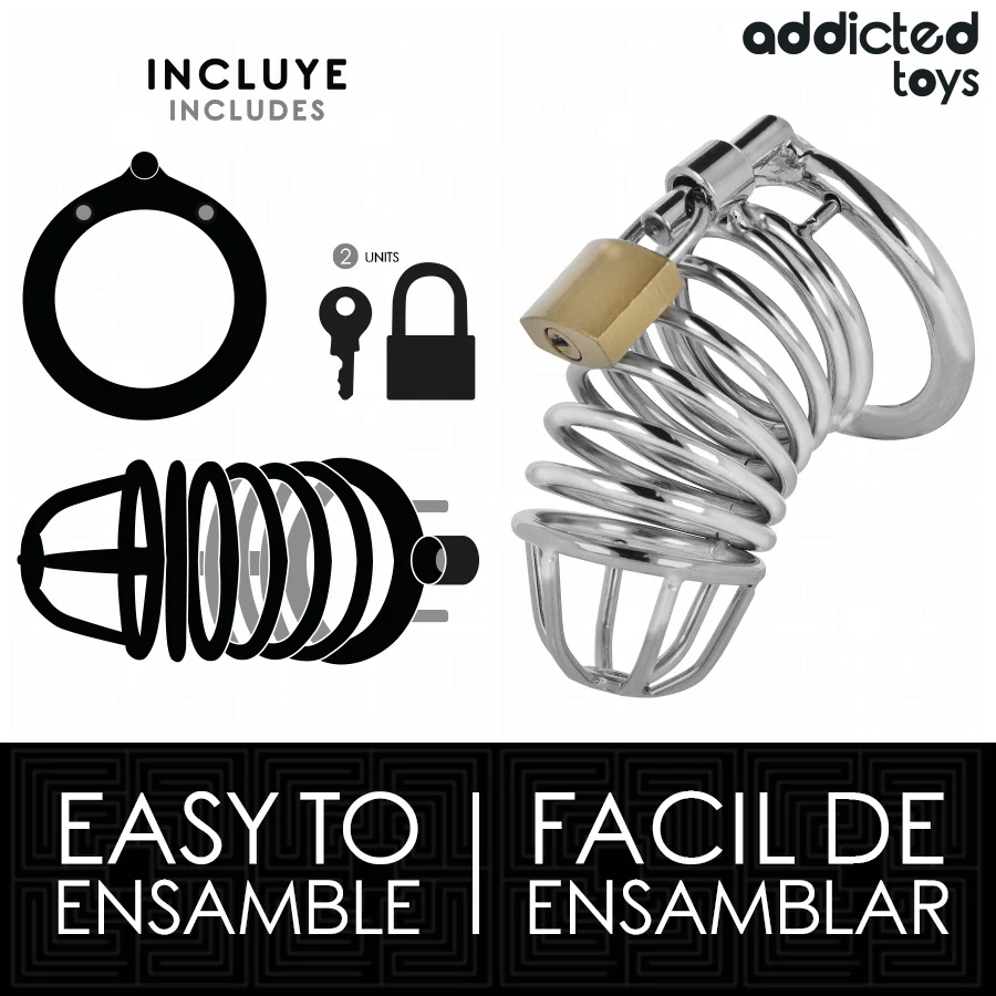 ADDICTED TOYS LOCKED - GAIOLA DE PÊNIS DE METAL COM CÉLULA DE FERRO 4 CM TAMANHO S - Image 4