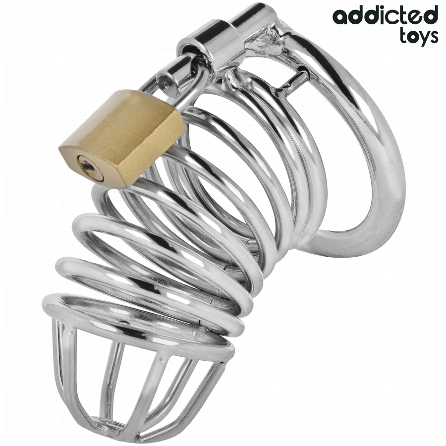 ADDICTED TOYS LOCKED - GAIOLA DE PÊNIS DE METAL COM CÉLULA DE FERRO TAMANHO M - Image 2