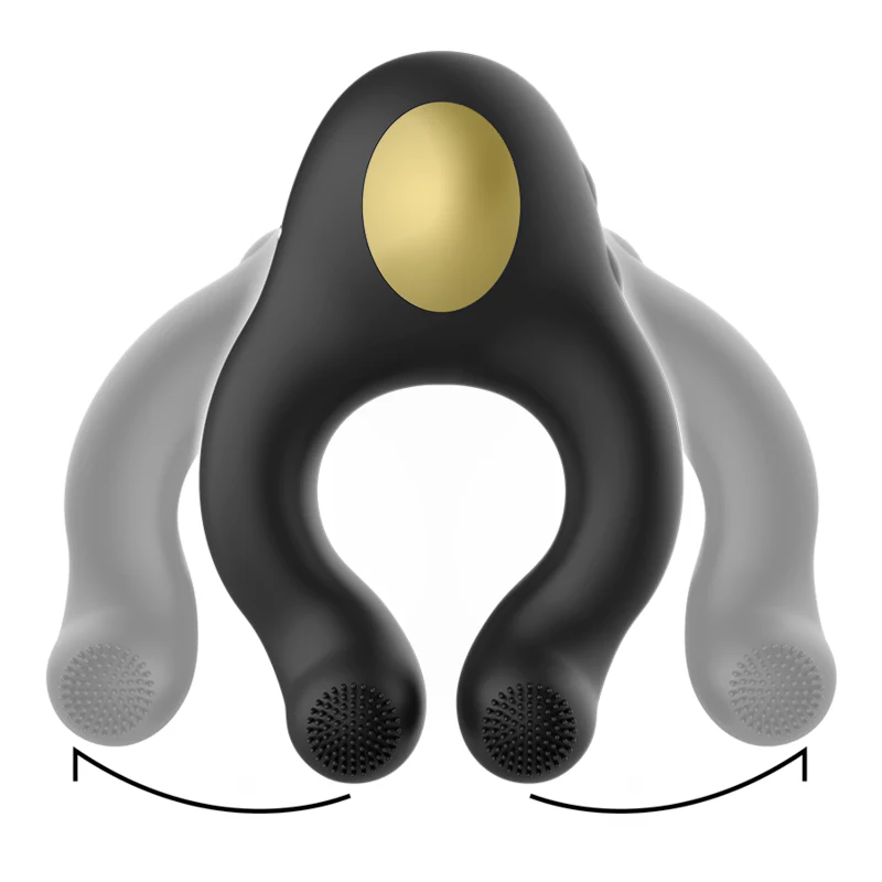 ARMONY - ANEL VIBRADOR DE SILICONE 3 MOTORES RECARREGÁVEIS PRETO - OURO - Image 2