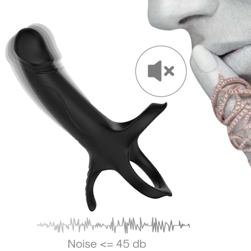 ARMONY - DILDO COM ANEL E VIBRADOR PRETO - Image 12