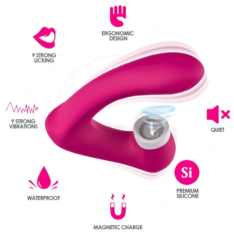 ARMONY - SECRETKISS LICKING CLITÓRIS VIBRATÓRIO E VIBRADOR CURVO FÚCSIA - Image 2