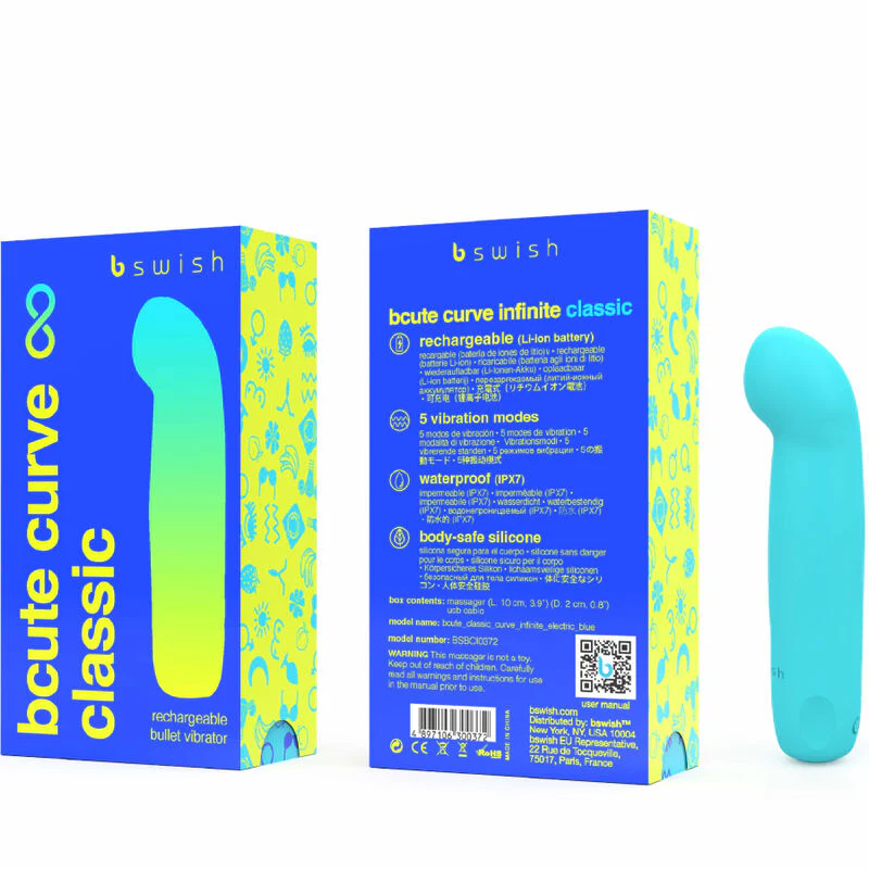 B SWISH - BCUTE CURVE INFINITE CLSSICO RECARREGVEL VIBRADOR AZUL SILICONE - Image 3