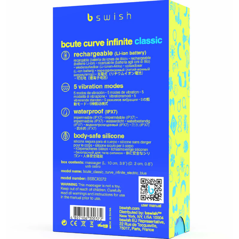 B SWISH - BCUTE CURVE INFINITE CLSSICO RECARREGVEL VIBRADOR AZUL SILICONE - Image 5
