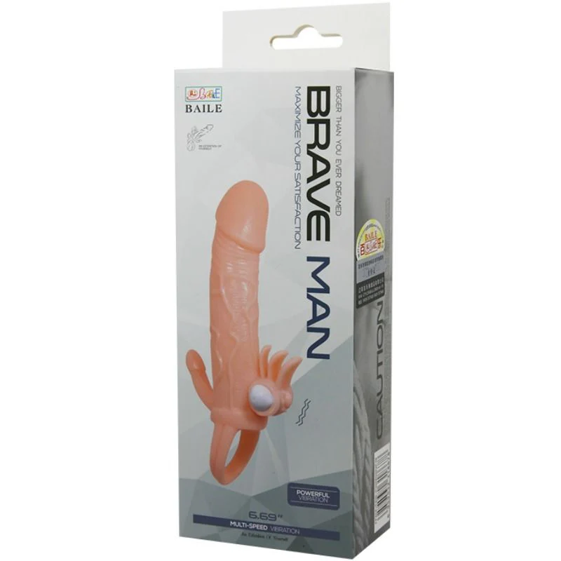BAILE - CAPA PARA PÉNIS BRAVE MAN COM CARNE DE ESTIMULAÇÃO CLITÓRICA E ANAL 16.5 CM - Image 10