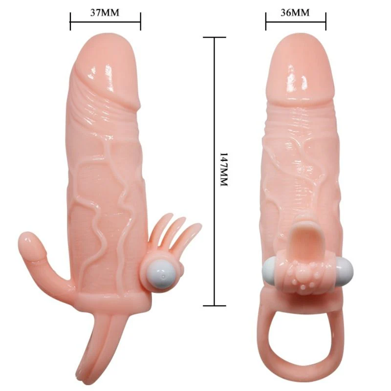 BAILE - CAPA PARA PÉNIS BRAVE MAN COM CARNE DE ESTIMULAÇÃO CLITÓRICA E ANAL 16.5 CM - Image 9