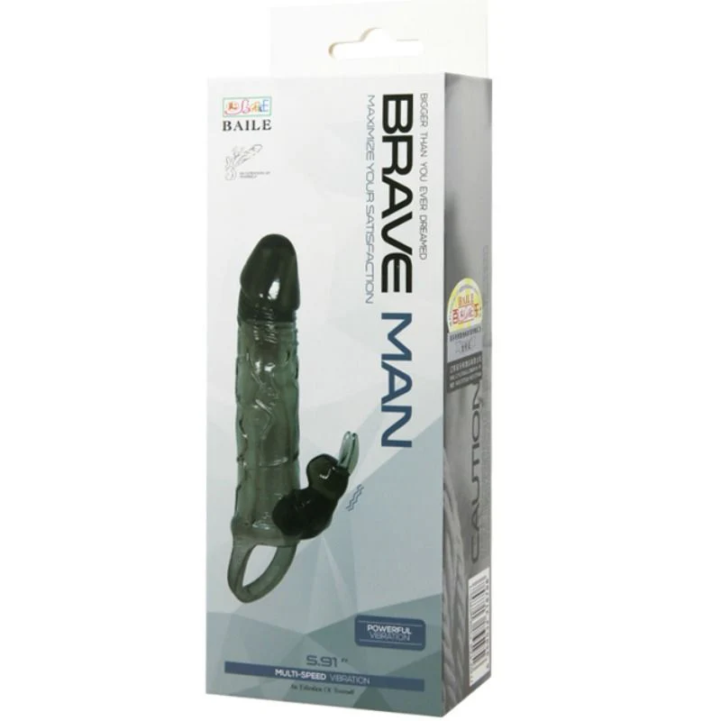 BAILE - CAPA PARA PÉNIS BRAVE MAN COM COELHO PRETO 16.5 CM - Image 9