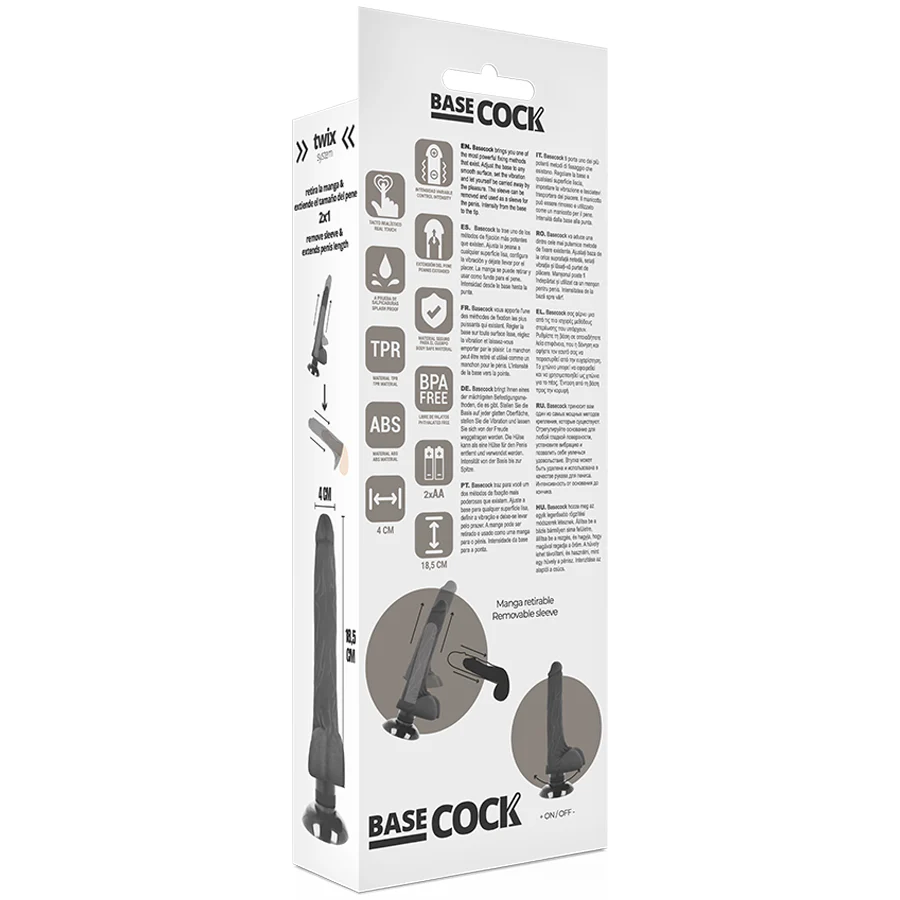 BASECOCK - VIBRADOR REALÍSTICO 2-1 NATURAL 18.5 CM -O- 4 CM - Image 24