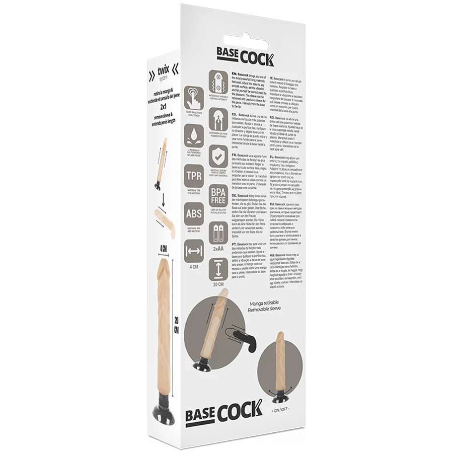 BASECOCK - VIBRADOR REALÍSTICO 2-1 NATURAL 20 CM -O- 4 CM - Image 4