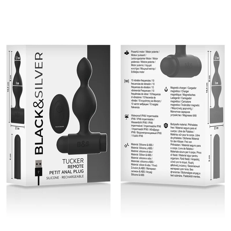BLACK&SILVER - CONTROLE REMOTO DE PLUG ANAL DE SILICONE TUCKER PEQUENO - Image 6