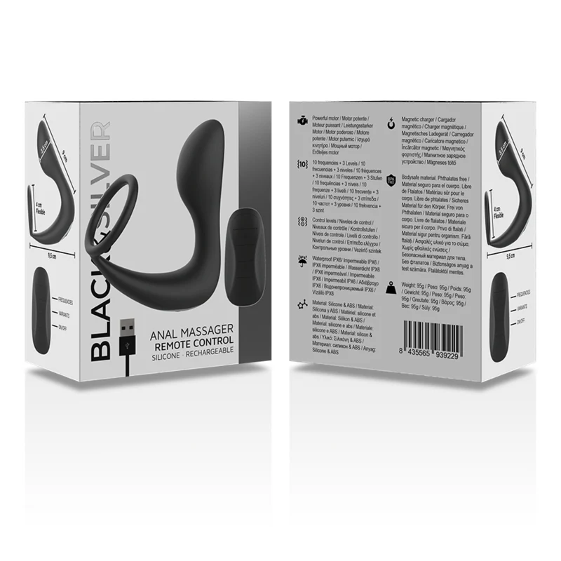BLACK&SILVER - MASSAGER ANAL COM CONTROLE REMOTO SILICONE RECARREGVEL PRETO - Image 7