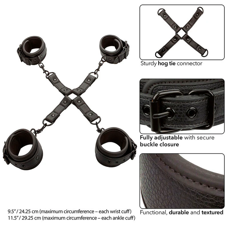 CALEXOTICS - NOCTURNAL CONECTOR HOG TIE CUERO AJUSTÁVEL PRETO - Image 4