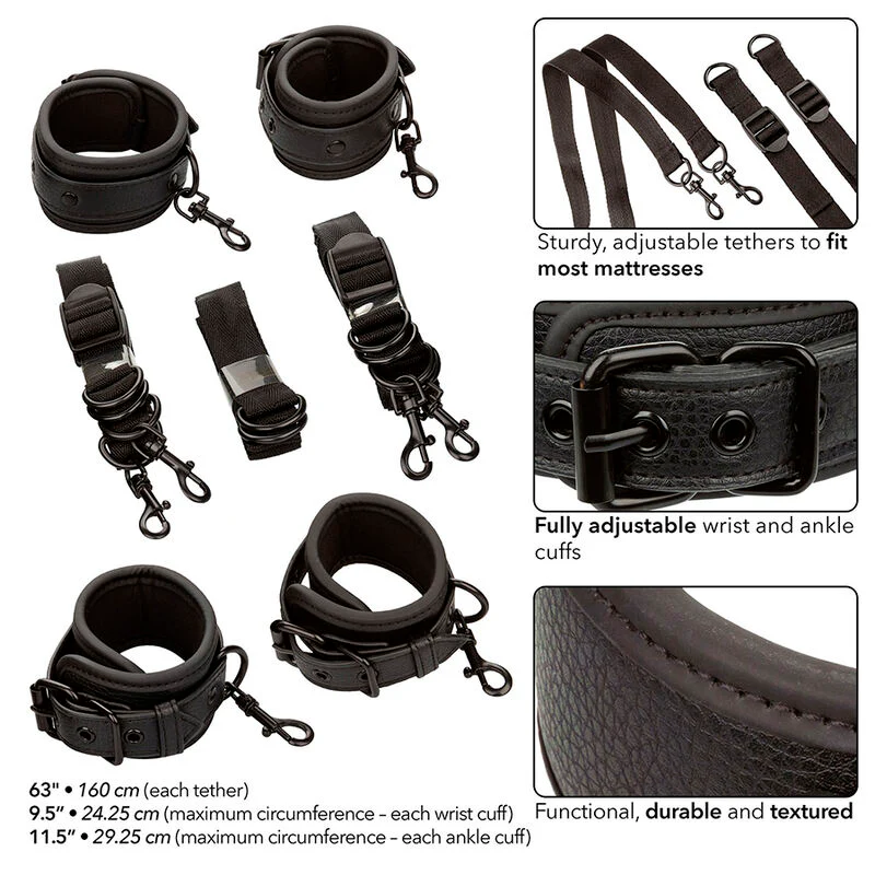 CALEXOTICS - NOCTURNAL RESTRIÇÕES DE CAMA COURO AJUSTÁVEL PRETO - Image 3