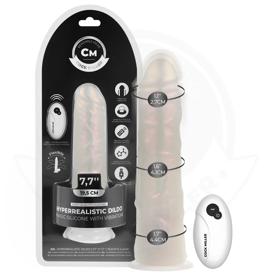 COCK MILLER - DILDO COM VENTOSA, LUZES E VIBRAÇÃO COM CONTROLE REMOTO BRANCO 19,5 CM - Image 6