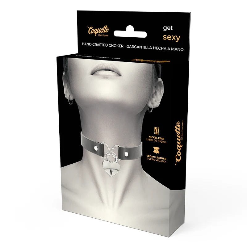 COQUETTE CHIC DESIRE - COLAR DE COURO VEGANO COM ACESSÓRIO DE CORAO COM CHAVE - Image 5