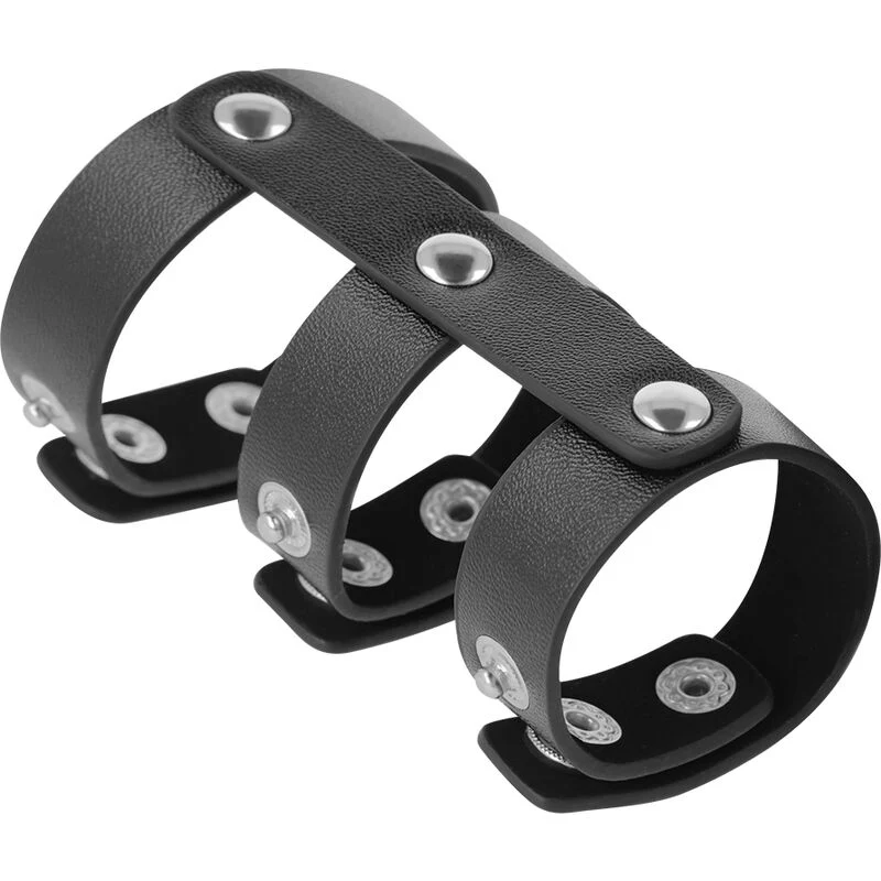 DARKNESS - ANEL DUPLO DE PÊNIS E TESTÍCULOS DE COURO AJUSTVEL - Image 3