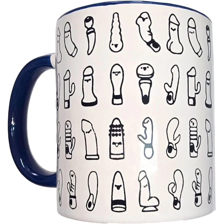 DIABLO PICANTE - CANECA VIBRADORA BRANCA COM ALÇA AZUL 370 ML