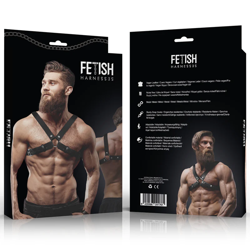FETISH SUBMISSIVE ATTITUDE - ARNÊS DE BULLDOG DE PEITO CRUZADO EM COURO ECOLÓGICO AJUSTVEL PARA HOMENS - Image 2