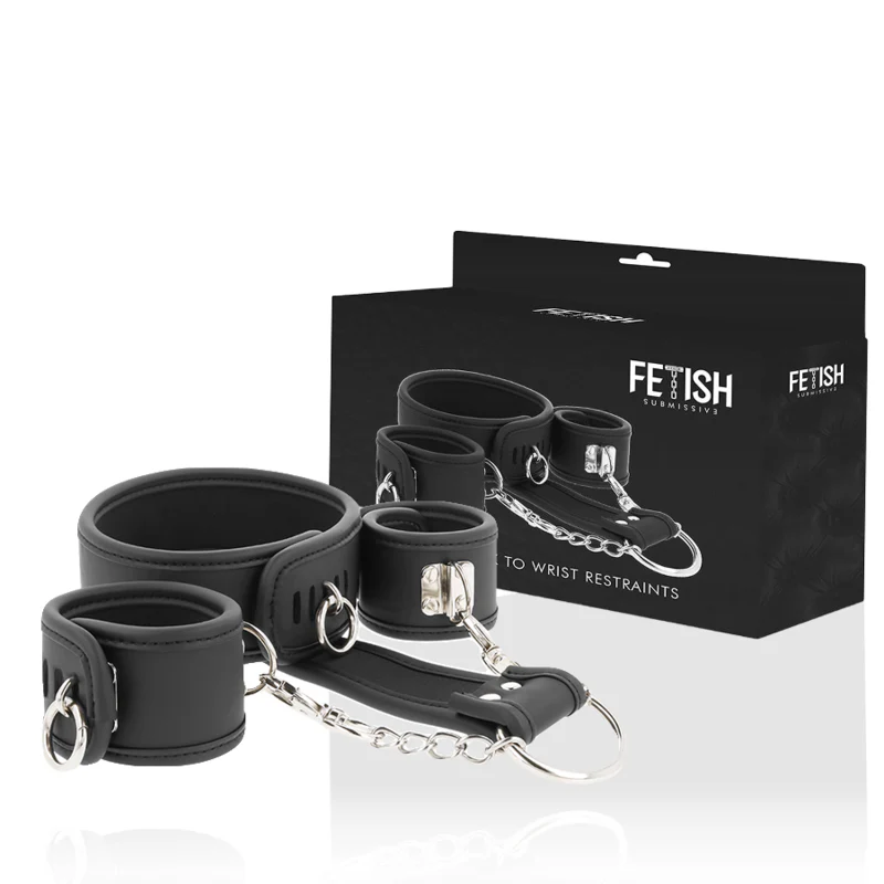 FETISH SUBMISSIVE - COLAR E ALGEMAS DE COURO VEGANO COM FORRO DE NOPRENE - Image 2