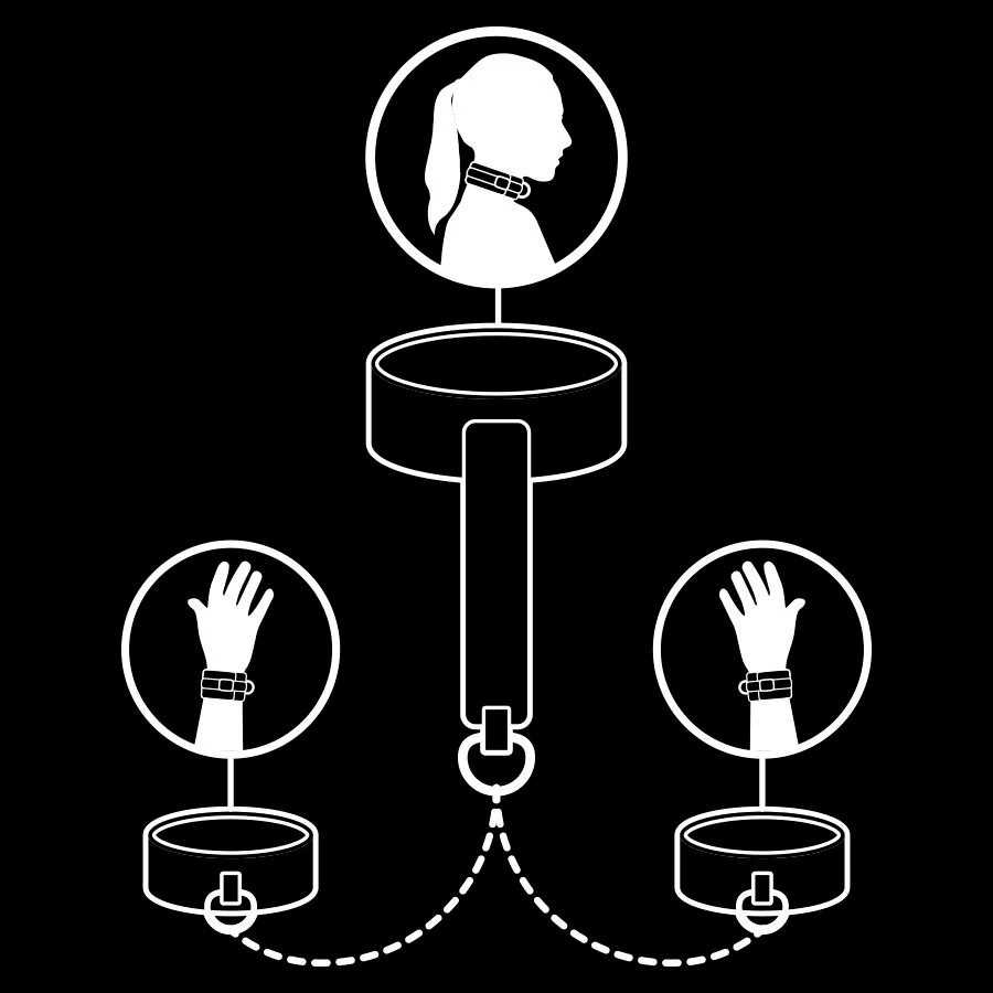 FETISH SUBMISSIVE - COLAR E ALGEMAS DE COURO VEGANO COM FORRO DE NOPRENE - Image 3