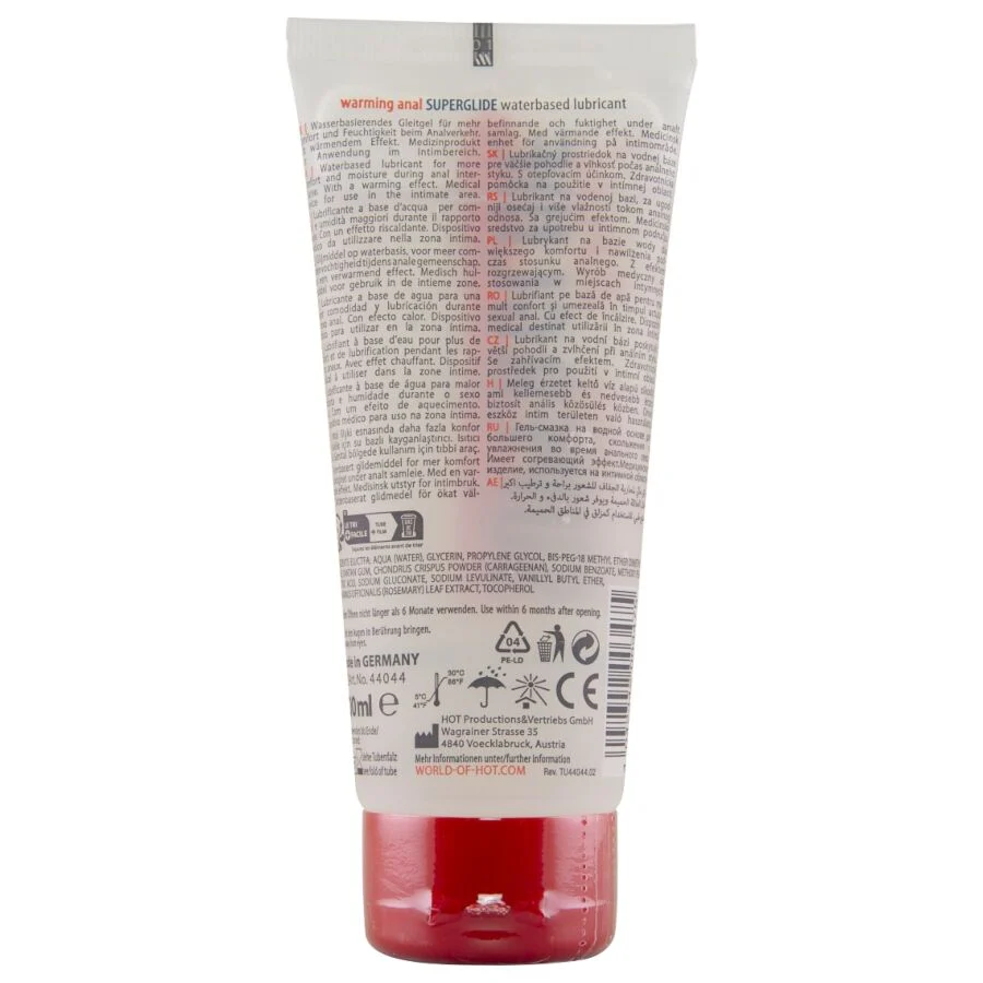 HOT - ANAL SUPERGLIDE LUBRIFICANTE AQUECEDOR LÍQUIDO À BASE DE ÁGUA 100 ML - Image 2