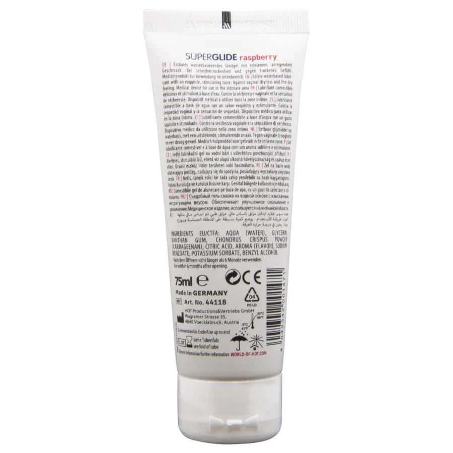 HOT - SUPERGLIDE LUBRIFICANTE COMESTÍVEL À BASE DE ÁGUA COM SABOR FRAMBOESA 75 ML - Image 2