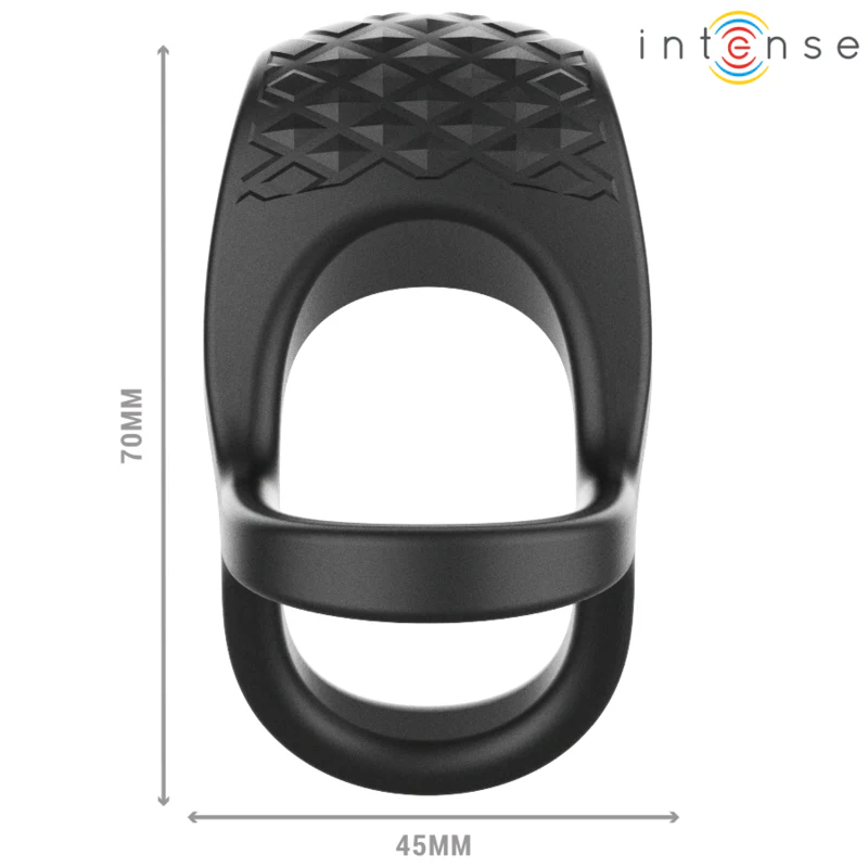 INTENSE - ALEX VIBRADOR ANEL DUPLO PENIS 10 VIBRAÇÕES PRETO - Image 4