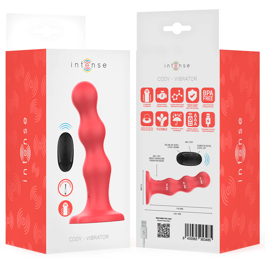 INTENSE - CODY VIBRADOR COM VENTOSA VERMELHO CONTROLE REMOTO - Image 8