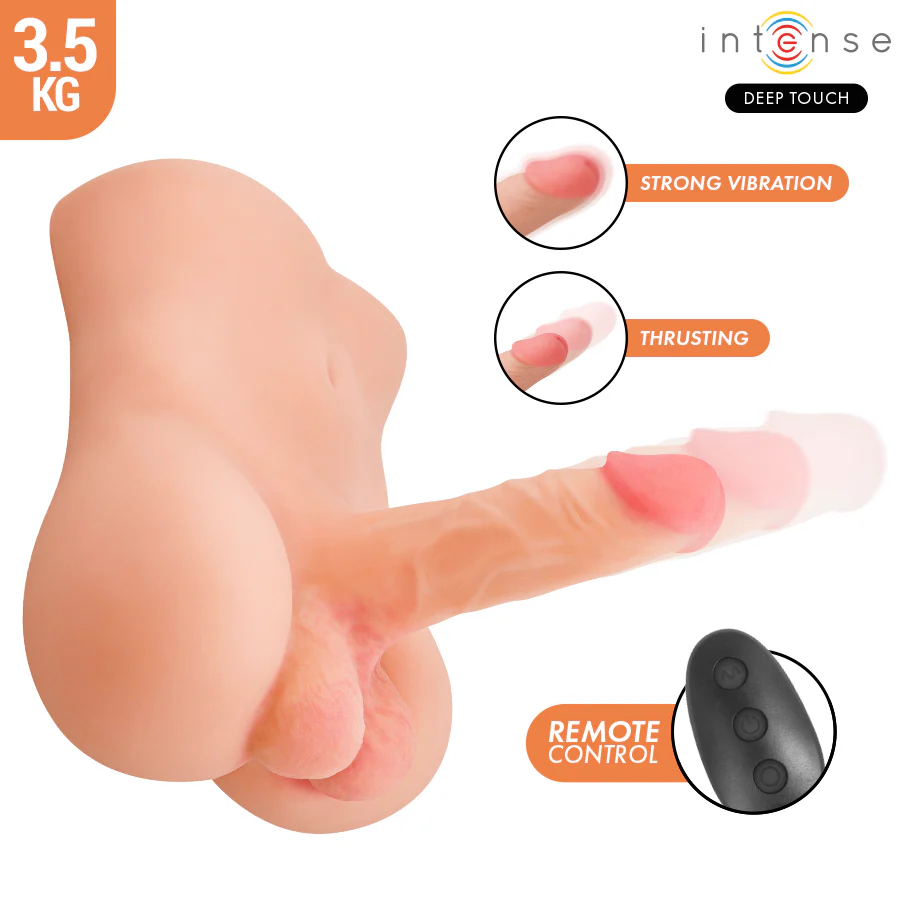 INTENSE DEEP TOUCH - MASTURBADOR VIBRATÓRIO E PULSANTE REALISTA DAMIEN COM CONTROLE REMOTO