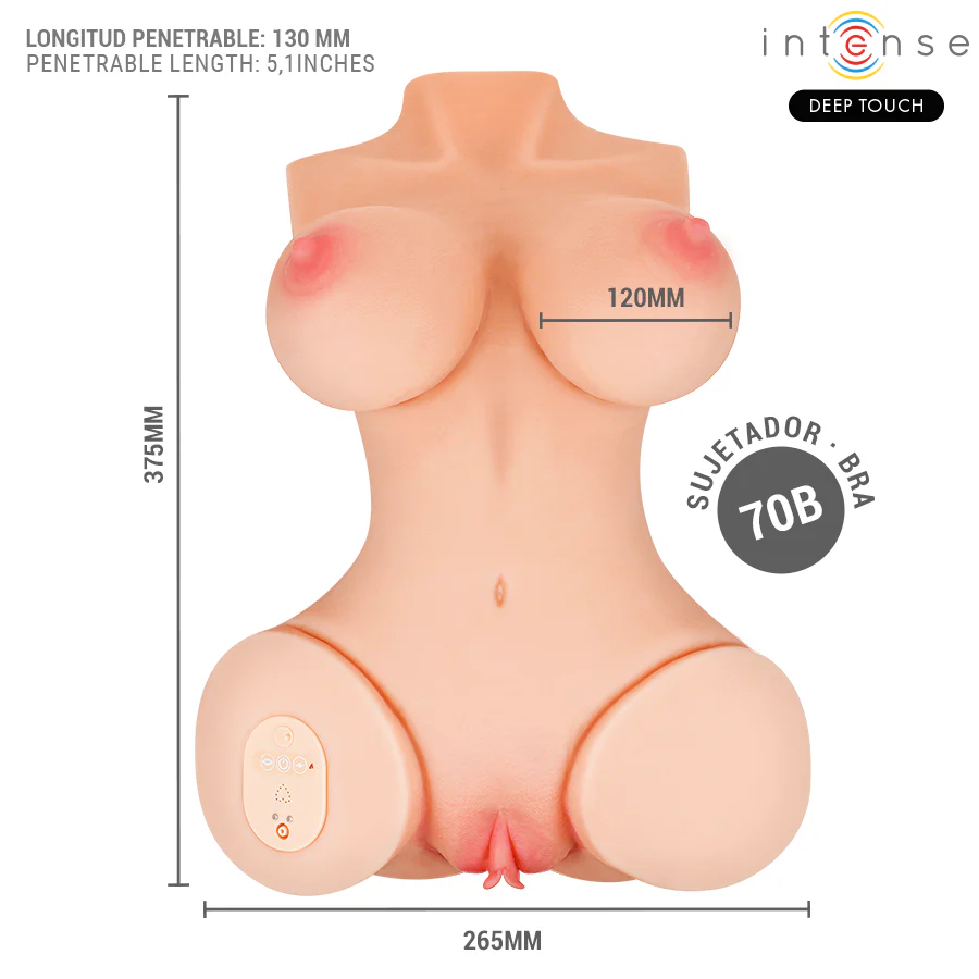 INTENSE DEEP TOUCH - TORSO REALISTA COM SUCÇÃO E GEMIDOS COM CONTROLE REMOTO DE VIBRAÇÃO FEMININA - Image 6