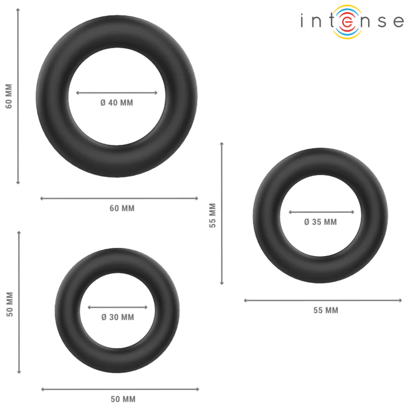 INTENSE - HUGH 3 ANÉIS DE SILICONE BÁSICOS PRETOS - Image 3