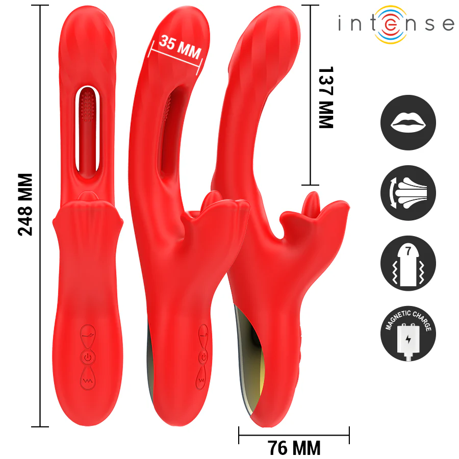 INTENSE - JESSICA MULTIFUNCIONAL VIBRADOR ESTIMULAÇÃO DO CLITÓRIS 24,8 CM VERMELHO - Image 2