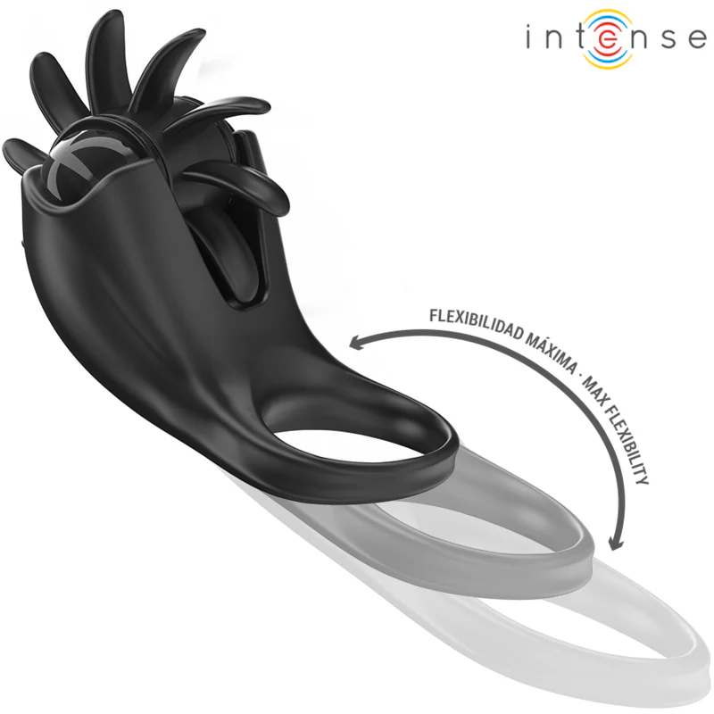 INTENSE - MABEL ANEL VIBRATÓRIO 10 VIBRAÇÕES COM ESTIMULADOR DE CLITÓRIS PRETO - Image 3