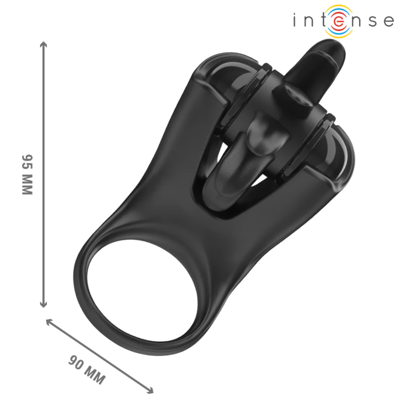 INTENSE - MABEL ANEL VIBRATÓRIO 10 VIBRAÇÕES COM ESTIMULADOR DE CLITÓRIS PRETO - Image 5
