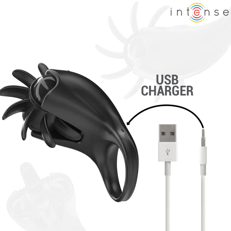 INTENSE - MABEL ANEL VIBRATÓRIO 10 VIBRAÇÕES COM ESTIMULADOR DE CLITÓRIS PRETO - Image 6