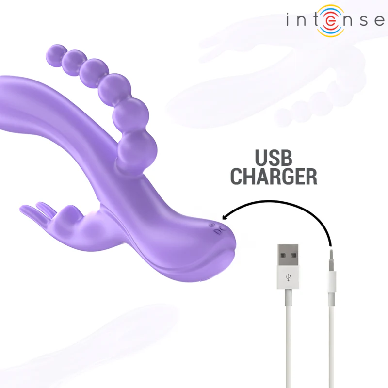 INTENSE - MIKO TRIPLO VIBRADOR COELHO & ESTIMULADOR & ANAL 7 VIBRAÇÕES ROXO - Image 7