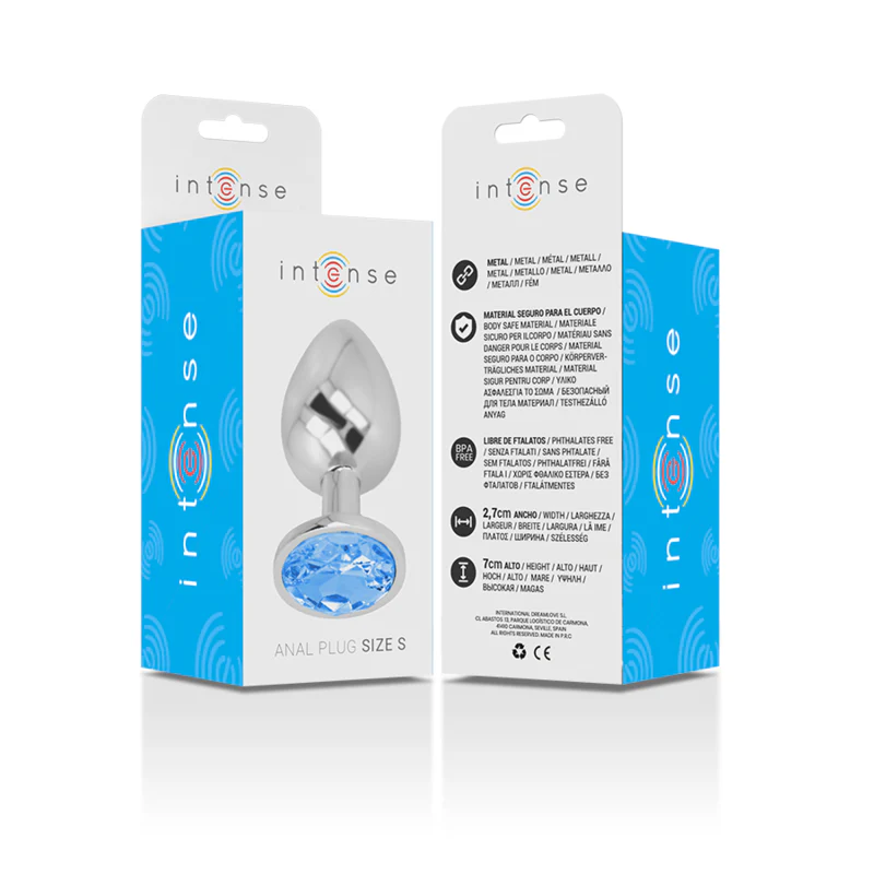INTENSE - PLUG ANAL DE METAL DE ALUMÍNIO COM CRISTAL AZUL TAMANHO S - Image 6