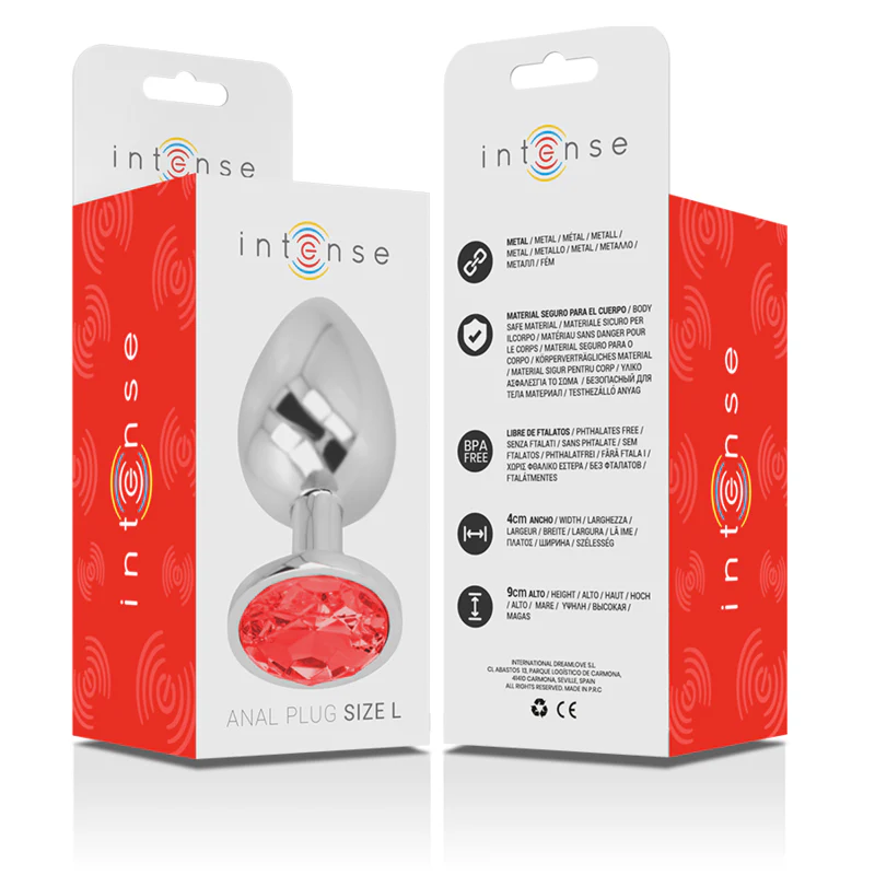 INTENSE - PLUG ANAL DE METAL DE ALUMÍNIO COM CRISTAL VERMELHO TAMANHO L - Image 6