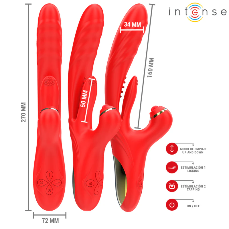 INTENSE - ROSALIA VIBRADOR MULTIFUNCIONAL 3 EM 1 VERMELHO - Image 3