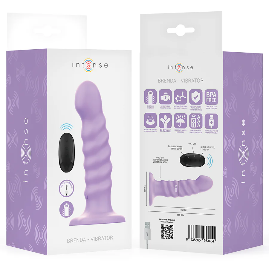 INTENSE - VIBRADOR BRENDA TAMANHO M DESIGN ESPIRAL 10 VIBRAÇÕES ROXO CONTROLE REMOTO - Image 8