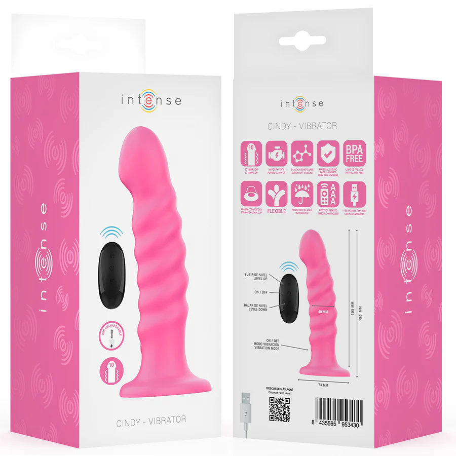 INTENSE - VIBRADOR CINDY TAMANHO L DESIGN ESPIRAL 10 VIBRAÇÕES ROSA CONTROLE REMOTO - Image 8