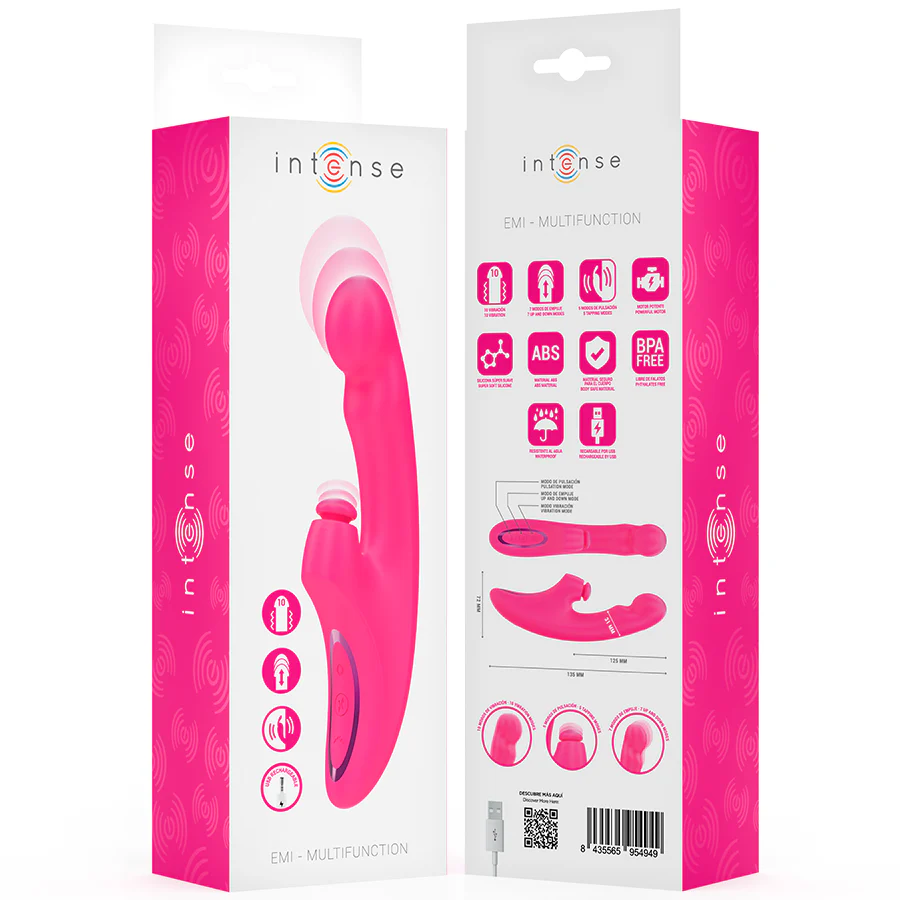 INTENSE - VIBRADOR EMI 13,5 CM MULTIFUNCIONAL 3 EM 1 10 VIBRAÇÕES ROSA - Image 8