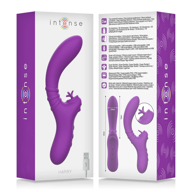 INTENSE - VIBRADOR FLEXÍVEL HARRY COM LÍNGUA ROXA - Image 7