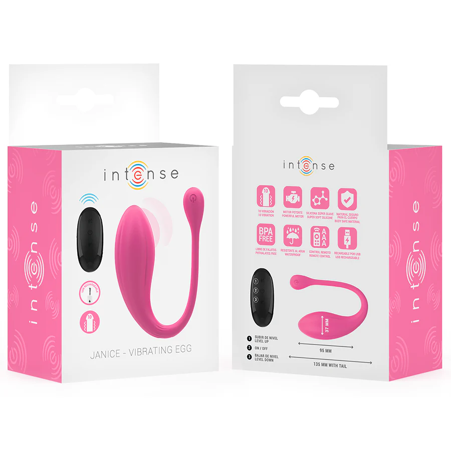 INTENSE - VIBRADOR JANICE U DUPLA ESTIMULAÇÃO 10 VIBRAÇÕES ROSA CONTROLE REMOTO - Image 8