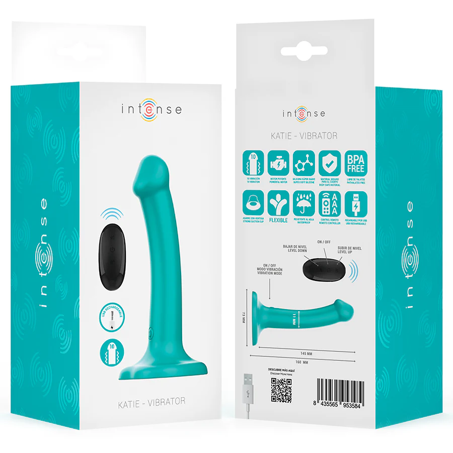 INTENSE - VIBRADOR KATIE COM VENTOSA 10 VIBRAÇÕES CONTROLE REMOTO AZUL - Image 8