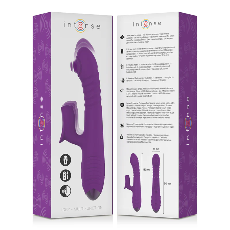 INTENSE - VIBRADOR RECARREGVEL MULTIFUNO IGGY PARA CIMA E PARA BAIXO COM ESTIMULADOR CLITÓRICO ROXO - Image 5