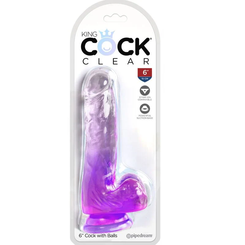 KING COCK - CLEAR PÊNIS REALÍSTICO COM BOLAS 13.5 CM ROXO - Image 2