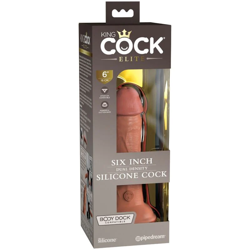 KING COCK - ELITE DILDO DE SILICONE REALÍSTICO 15.2 CM CARAMELO - Image 6