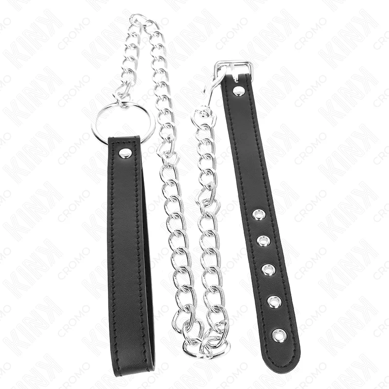 KINK - ANEL DE COURO PARA O PÊNIS 21,5 X 2 CM COM CORRENTE DE METAL DE 60 CM E TIRA DE COURO - Image 3