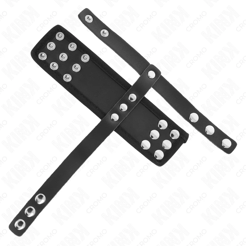 KINK - ANEL DE GAIOLA DE PÊNIS DE COURO COM TIRA DIVISORA DE BOLAS REVESTIDA AJUSTÁVEL - Image 5