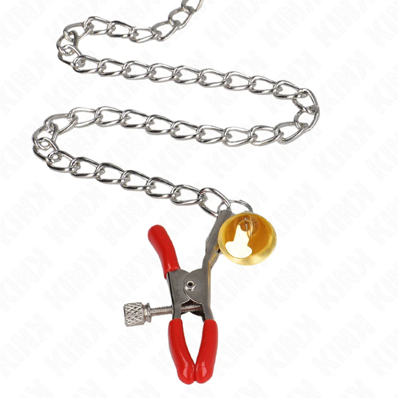KINK - BELL TRIPLE NIPPLE AND CLIT CAMPS VERMELHO COM CORRENTE 30 CM - Image 4